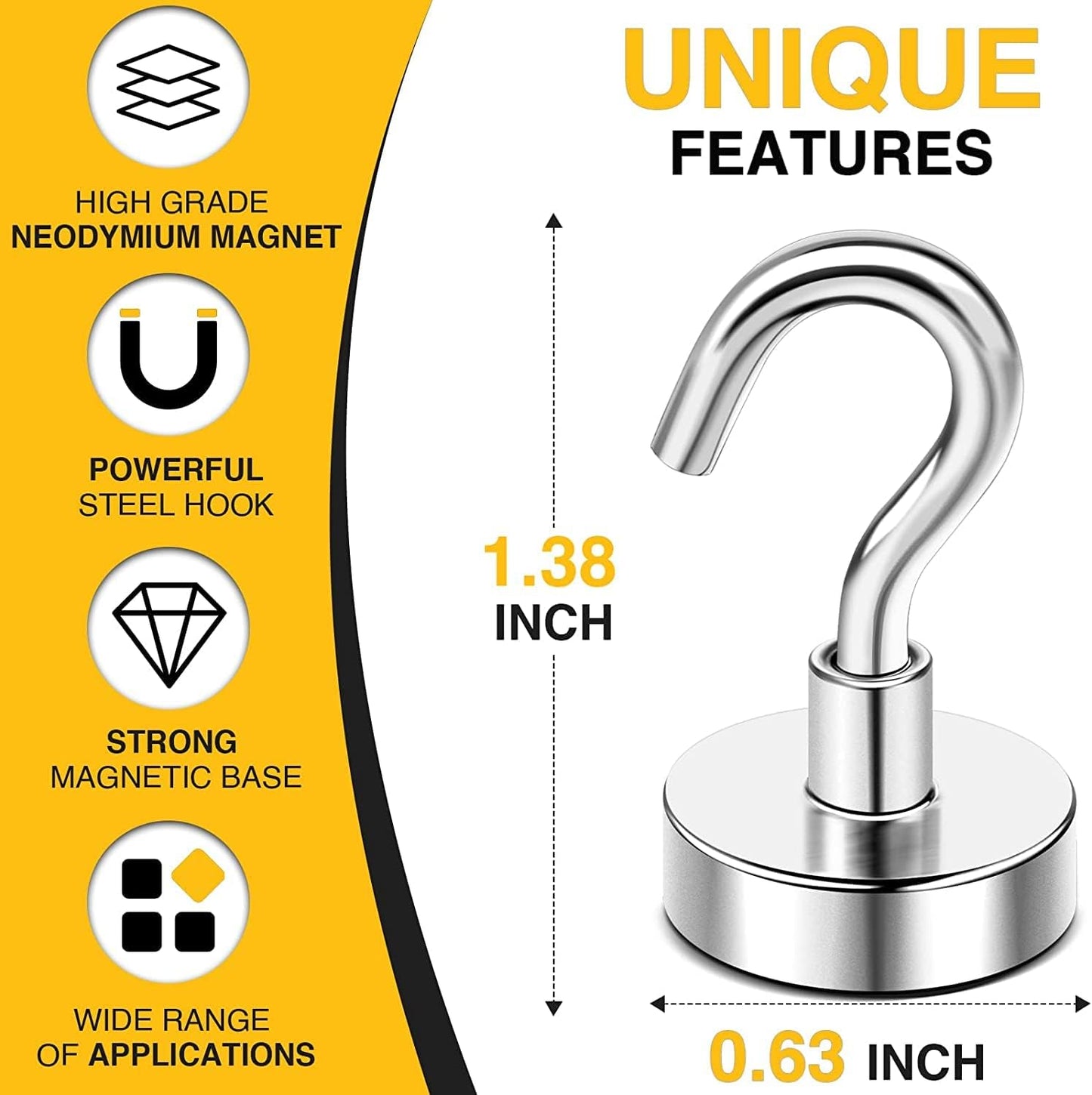 DIYMAG Magnetic Hooks, 30Lbs Strong Heavy Duty Cruise Magnet (75 Pack-Silver),Magnetics S-Hooks for Classroom, Fridge, Hanging, Cabins, Grill, Kitchen, Garage, Workplace and Office Etc