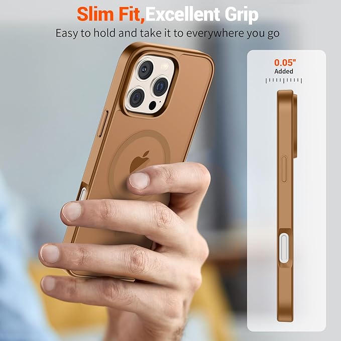 SUPFINE Magnetic for iPhone 16 Pro Max Case (Compatible with MagSafe) (Military Grade Drop Protection) Slim Translucent Matte Shockproof with Anti-Fingerprint Phone Case,Brown
