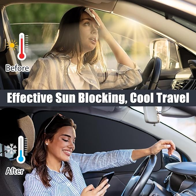 ZATOOTO 4 Pack Car Privacy Curtains, Full Blackout Car Window Shades, Universal Fit for Most Cars, Great for Travel, Camp, Privacy