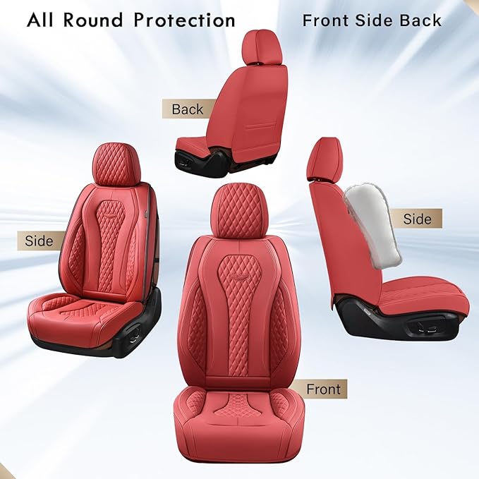 Coverado Seat Covers, Car Seat Covers Front Seats, Red Car Seat Cover, Waterproof Car Seat Covers, Car Seat Cushion, Front Car Seat Covers Leatherette Car Seat Protector Universal Fit Most Cars