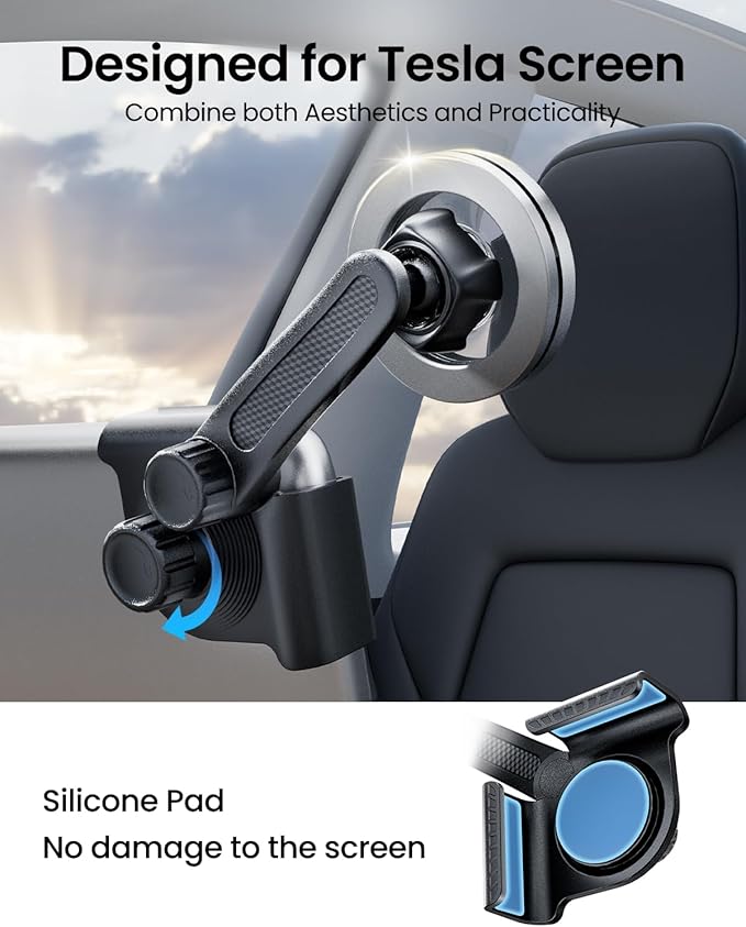REEVAA 2025 Upgrade Tesla Phone Mount for MagSafe [Strongest Magnetic, No Glue] Adjustable Tesla Phone Holder for Model 3/S/X/Cybertruck, Tesla Accessories Compatible with MagSafe Case iPhone 16 etc