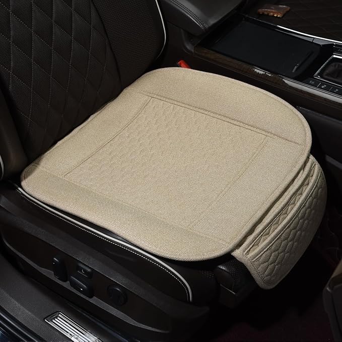 Linen Car Seat Covers,Cooling Bottom Seat Covers for Cars,Universal Car Seat Pad Cushion Breathable,Ventilated Only 2Pc Front Seat