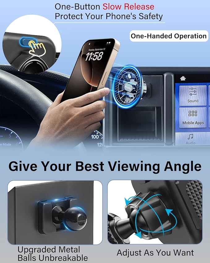SKYLOTEC Magnetic Phone Holder Cubby Insert for Ford Maverick 2022 2023 2024 Accessories, Cell Phone Mount Storage Box Kit for MagSafe, Automobile Cradles Phone Base Not Block Air Vent