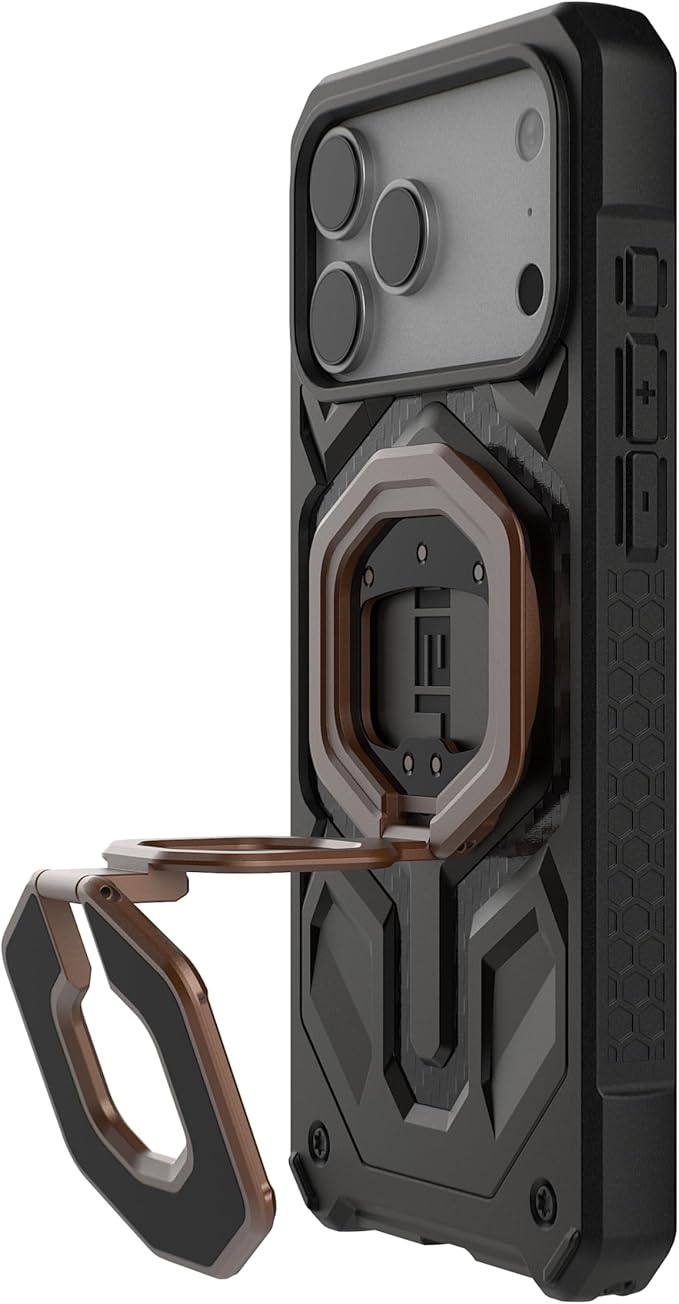 URBAN ARMOR GEAR UAG Magnetic Ring Stand Monarch Mag2 w/Built-in Bottle Opener - Ultra-Strong Double Magnet MagSafe Compatible Metal Phone Ring Grip 360 Rotation Kickstand, Aged Bronze