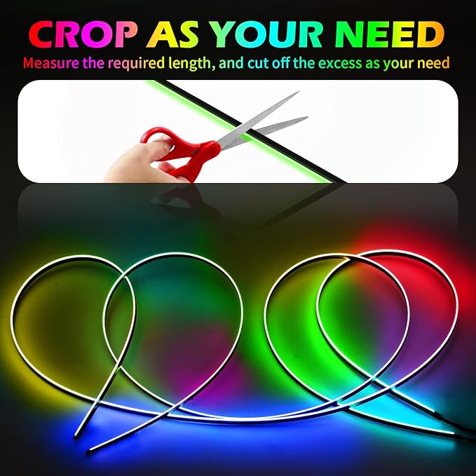 Interior Car LED Strip Lights, Acrylic LEDs Lights for Car with Dynamic Dreamcolor Chasing, Ambient Lighting Kits Music Sync Wireless APP and RF Remote Control (55.12inch*2)