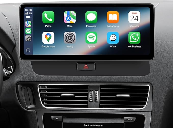 12.3" Android 13 Car Stereo CarPlay for Audi Q5 SQ5 8R (2009-2017) with MMI 3G Multimedia System-4G+64G Radio Upgrade, Wireless CarPlay Android Auto, 2400x900 Blue-Ray IPS Screen, Retains OEM Knob