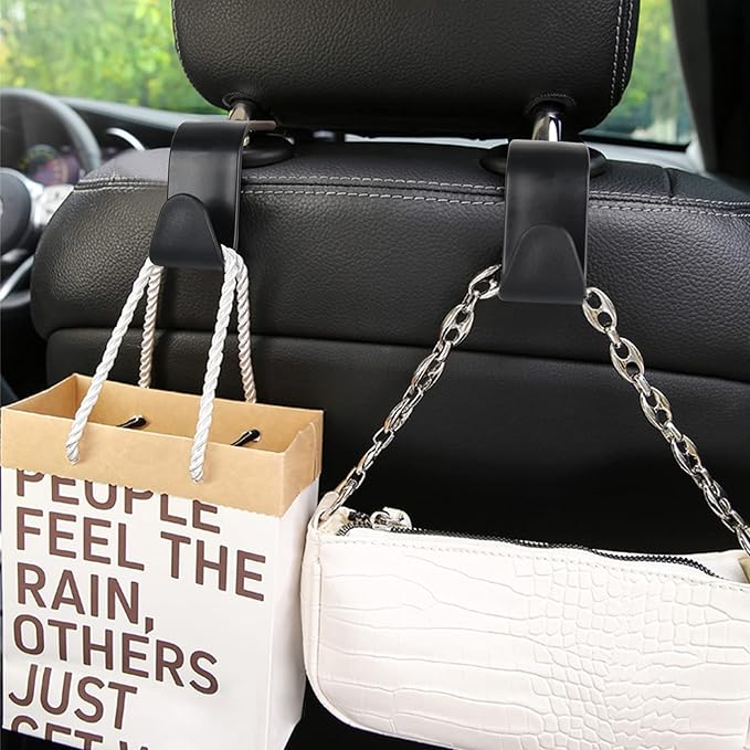 Car Seat Headrest Hook 4 Pack Vehicle Backpack Hooks Hanger Vehicles Holder Organizer for Purses,Bags,Cloths,Car Water Bottle Hook Seat Accessories