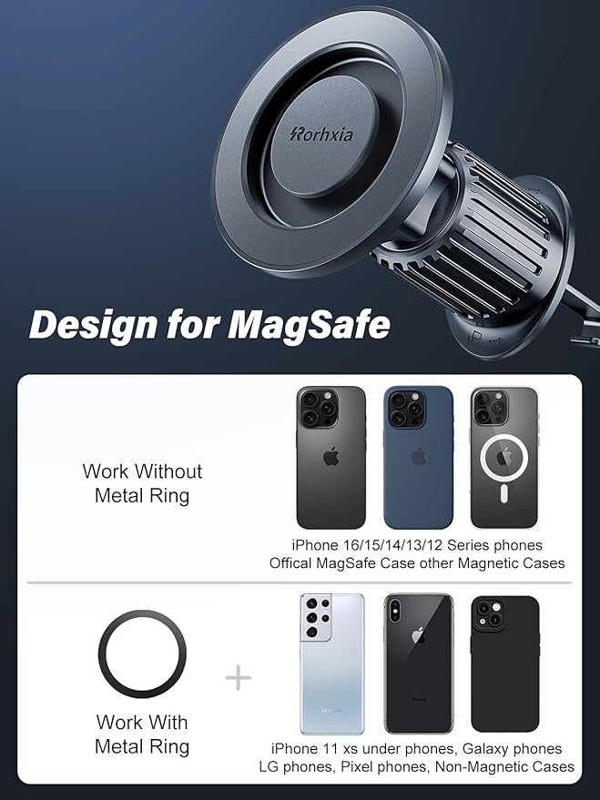 [Military-Grade] Magnetic Phone Holder for Car [Upgraded Strongest Magnet Power] Car Magnet Phone Mount, Air Vent Hands-Free Mag-Safe Cell Phone Holder Fit for iPhone 16 15 14 13 Pro Plus Max