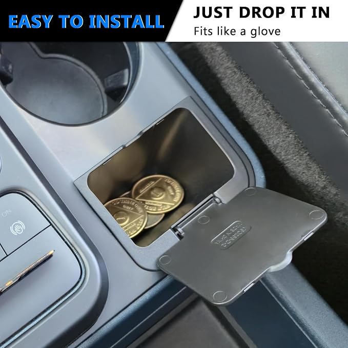 TOPINSTALL Center Console Coin Holder Compatible with 2022-2026 Ford Maverick Accessories, Console Flip-Top Coin Storage Box, Maverick Console Organizer ABS Plastic Insert Accessories