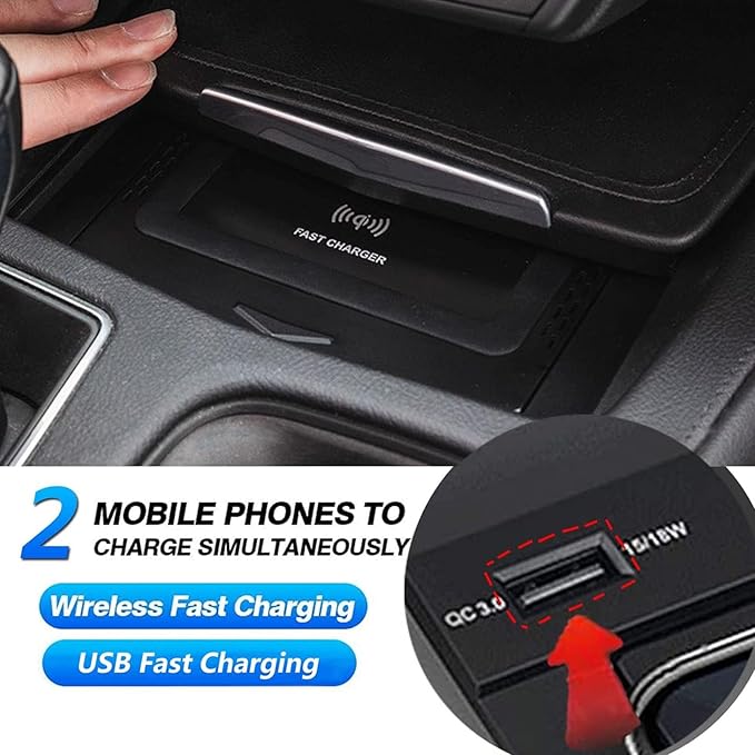 Wireless Car Charger for Cadillac XT4 2018 2019 2020 2021 2022 2023 2024 Support Original Car Center Console Accessory Panel 15W Fast Phone Charging Pad for Any Qi Enabled