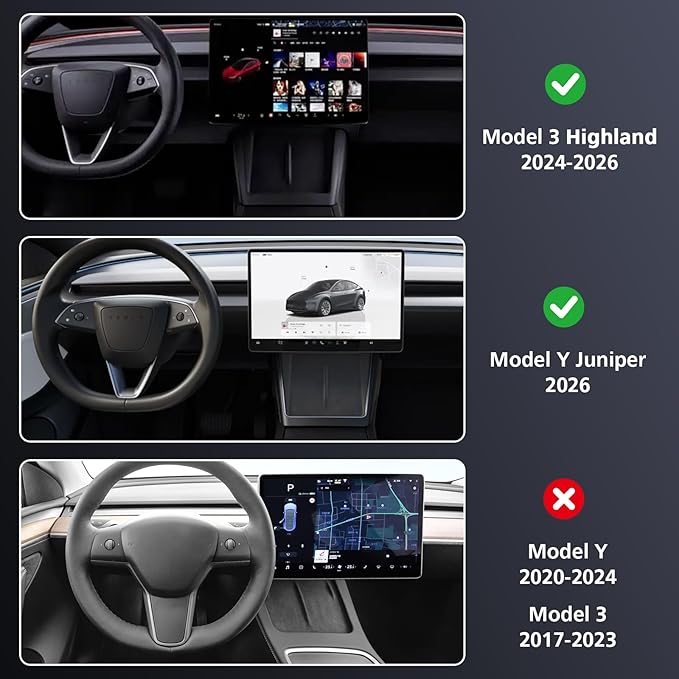 Under Screen Storage Organizer for Tesla Model 3 Highland 2024-2026 & Model Y Juniper 2026, Hiddenable Privacy Storage Box for Model Y Juniper & Model 3 Highland Accessories