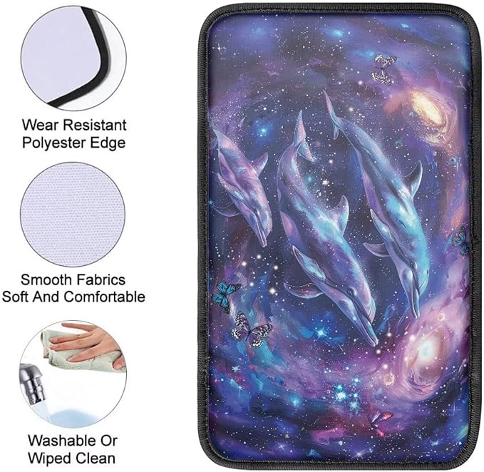 Galaxy Dolphin Vehicle Armrest Covers Armrest Seat Box Cover Protector Middle Storage Organizer Pad Aesthetic Interior Decor