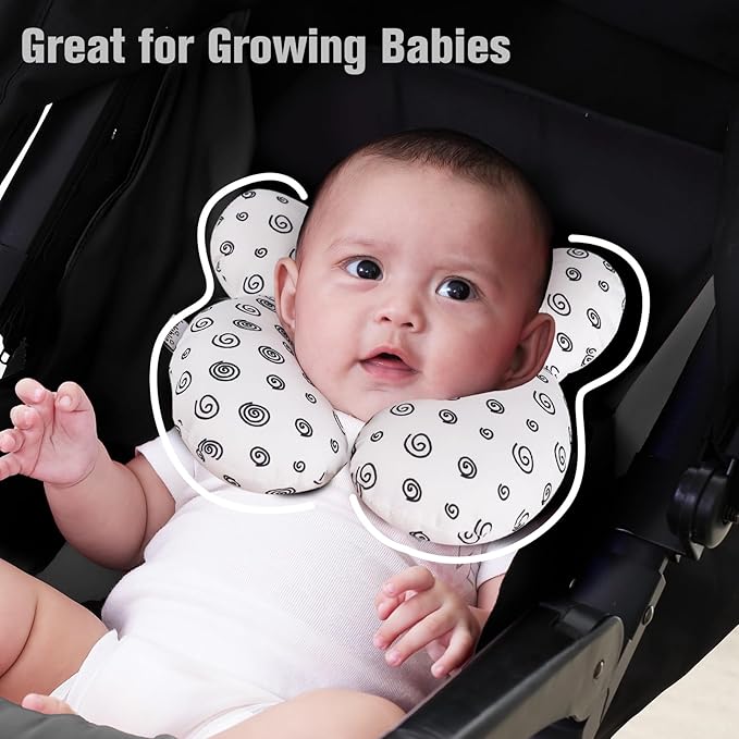 KAKIBLIN Baby Neck Pillow, Baby Head Pillow, Upgraded Travel Support Pillow for Carseat, Neck Support for Car Seat, Stroller, Pushchair (Snail)