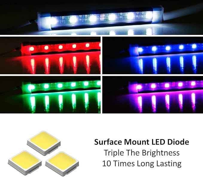 iJDMTOY 8-Piece Universal Fit 48-LED RGB Multi-Color LED Interior/Exterior Accent Atmosphere Lighting Kit w/Adjustable Setting for Car Truck SUV