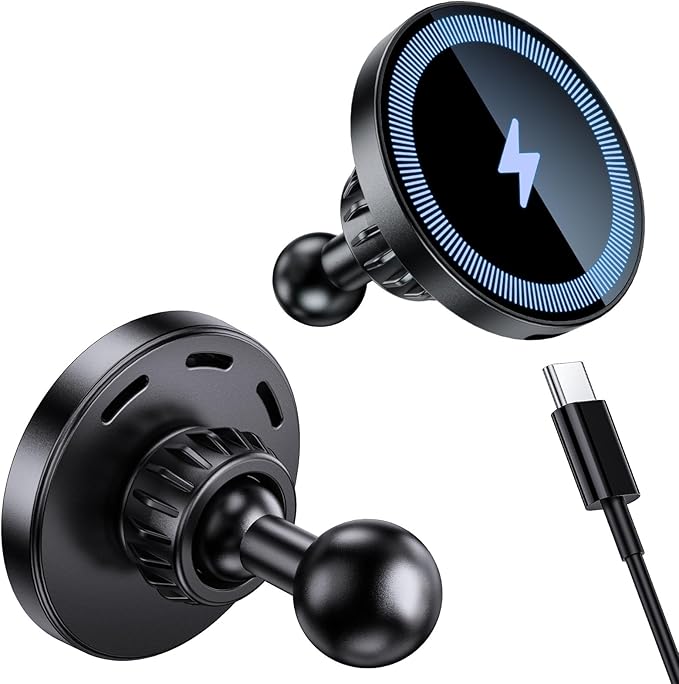 Magnetic Wireless Charging Phone Holder with 1” Ball for MagSafe, [Heavy-Duty] 1 inch Ball Mount for MagSafe Charger Compatible with RAM Mounts Double Socket Arm