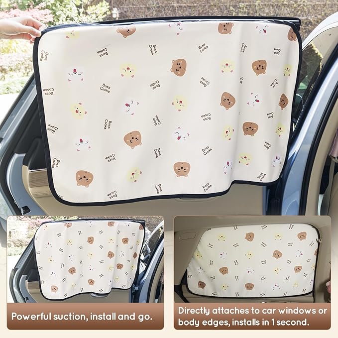 Aokway Car Window Shade (2Pack)-UV-Blocker magnetic Car Window Sun Shade for Baby 99% UV Protection Fit SUV/Sedan/Minivan | Roll Windows Down, Privacy car covers Safe for baby- Car Seat Sun Protection