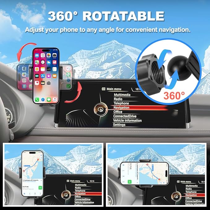Car Phone Holder Fit for 2014-2018 BMW X5 / 2015-2019 BMW X6 Accessories Phone Mount 10.3-inch Screen Fixed Clip, Cell Phone Automobile Cradles Hands-Free 360 Degree Rotation Not Affect Air Vent