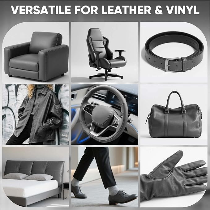 Leather Recoloring Balm - Scratch Repair & Color Restore Kit for Faded Leather, Leather Couch & Car Seats - 12OZ Leather Restorer Balm for Furniture, Auto Interior, Vinyl, Accessories (Dark Gray)