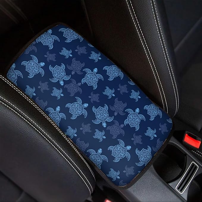 Sea Turtle Car Armrest Storage Box Mat Car Center Console Cover Car Armrest Seat Box Cover Universal Fit for Most Vehicle, SUV, Truck Car Decors
