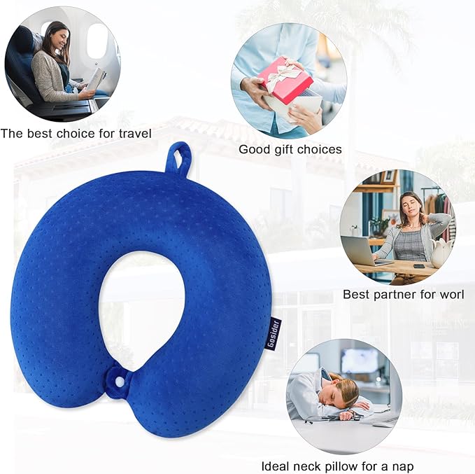 Neck Pillow for Travel Pillow Memory Foam U Shape Comfortable Travel Neck Pillow Head Neck Support Airplane Pillow for Traveling, Car, Home, Office, Travel Neck Flight Pillow