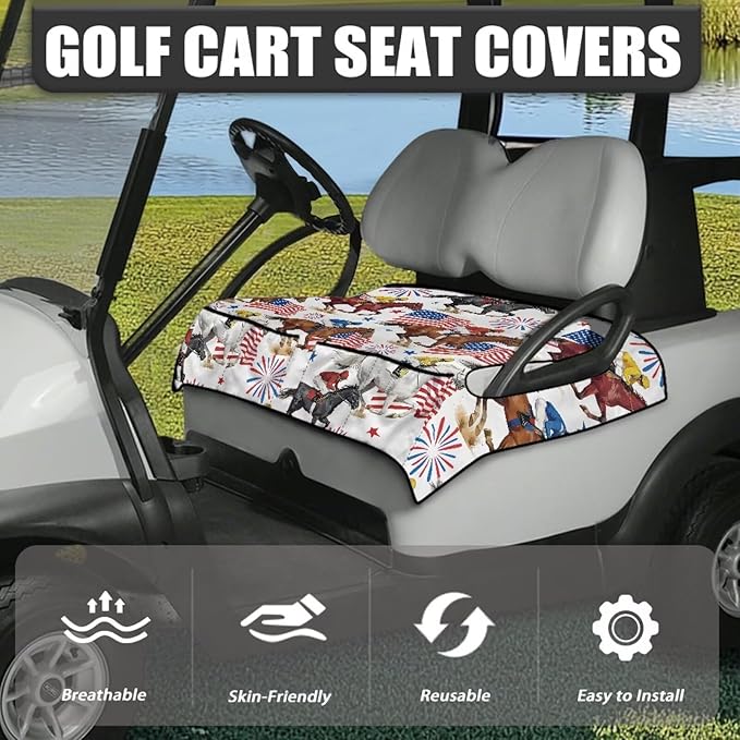 Biyejit Golf Cart Seat Covers with 4 Pockets Golf Cart Seat Towel Blanket Fits 2-Seat Golf Carts, Golf Cart Accessories