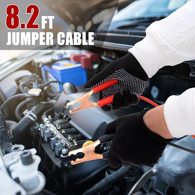 AUTODECO Car Roadside Emergency Kit, Car Safety Kit Portable Vehicle Kits for Emergency with Jumper Cables, Tow Straps, Safety Hammer, Black