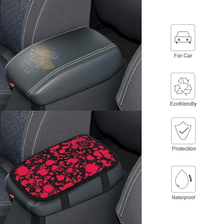 for Classic Horror Blood Splatter Black Car Handrail Box Cushion,Anti Slip Car Center Console Cover Universal Fit for Most Cars,Trucks and SUV