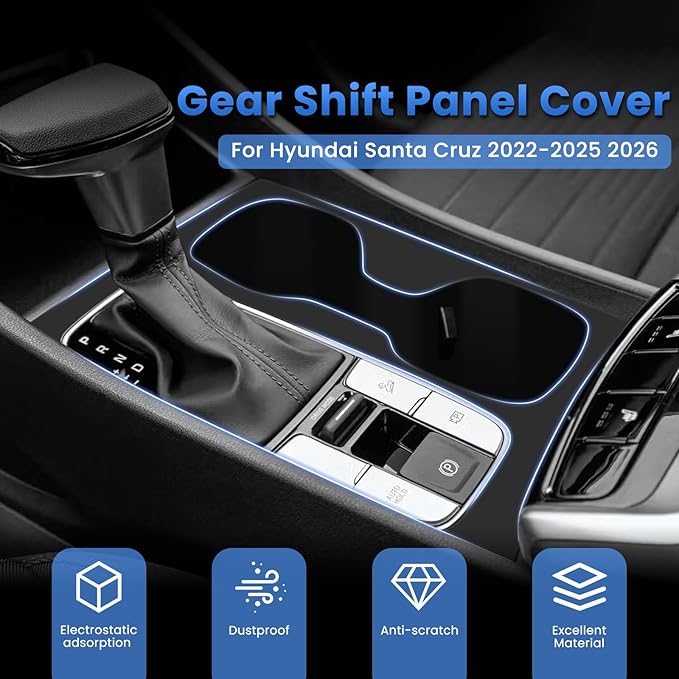 Autorder Silicone 2-in-1 Cup Holder for 2022-2026 Hyundai Santa Cruz Accessories Silicone Center Console CupHolder Insert with Gear Shift Panel Cover Dust & Scratch Resistant All-Around Protection