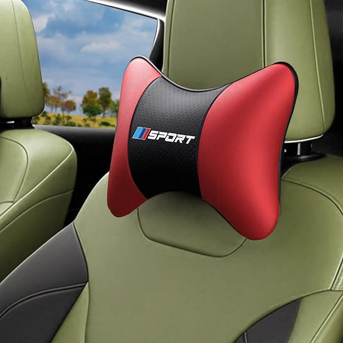 Car Neck Support Pillow Sport Logo Fit for BMW – Comfortable Headrest Cushion for Long Drives and Travel