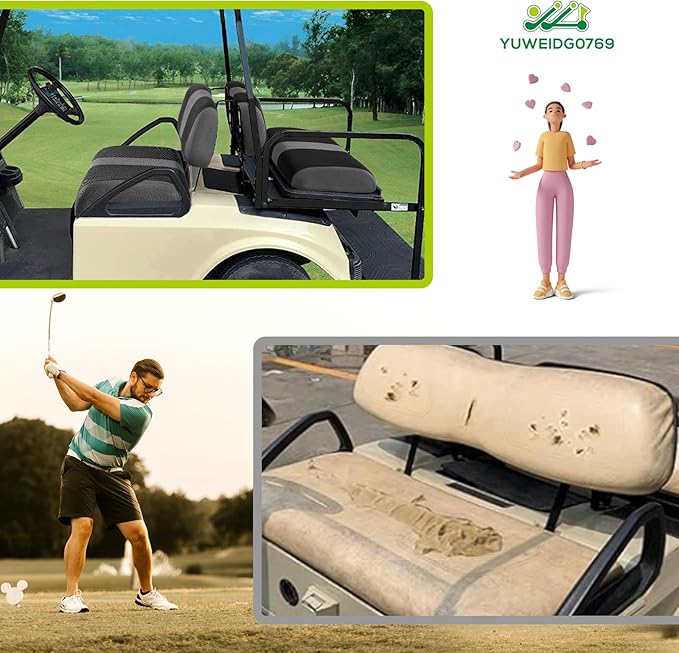 Universal Club Car DS Golf Cart Seat Covers Dress UP Older Golf Cart, Durable Breathable Material Front and Back Seat Cover Fit for ds, Club Car DS Seat Covers Front and Back, Black