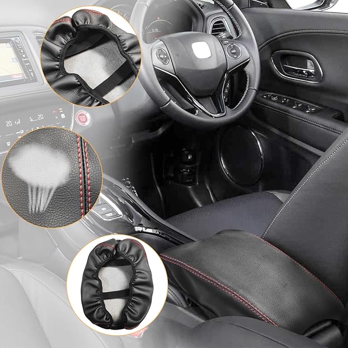 Compatible with Center Console Armrest Cover for Honda HRV 2016 2017 2018 2019 2020 2021 2022 Leather Arm Rest Storage Box Lids Cushion Protector Pad