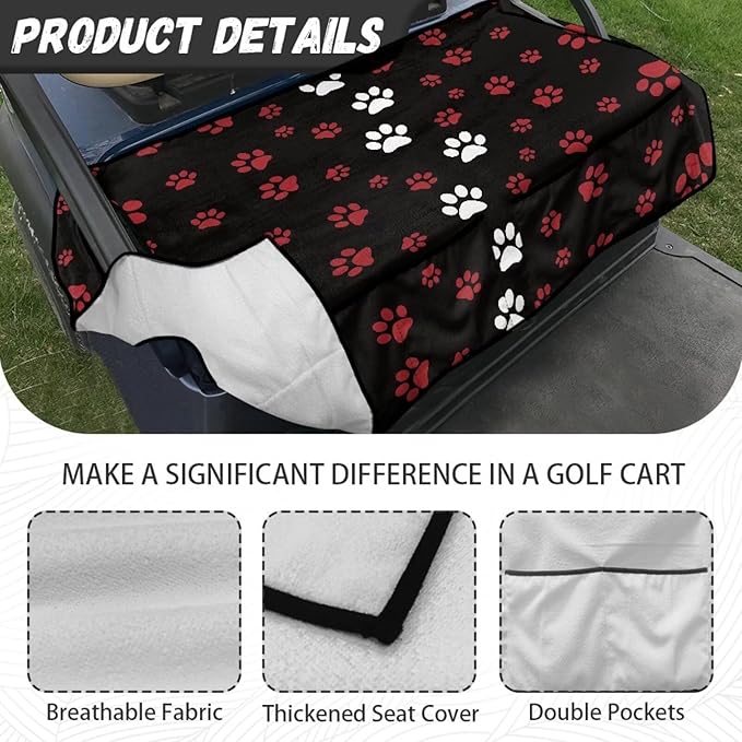 Biyejit Golf Cart Seat Covers with 4 Pockets Golf Cart Seat Towel Blanket Fits 2-Seat Golf Carts, Golf Cart Accessories