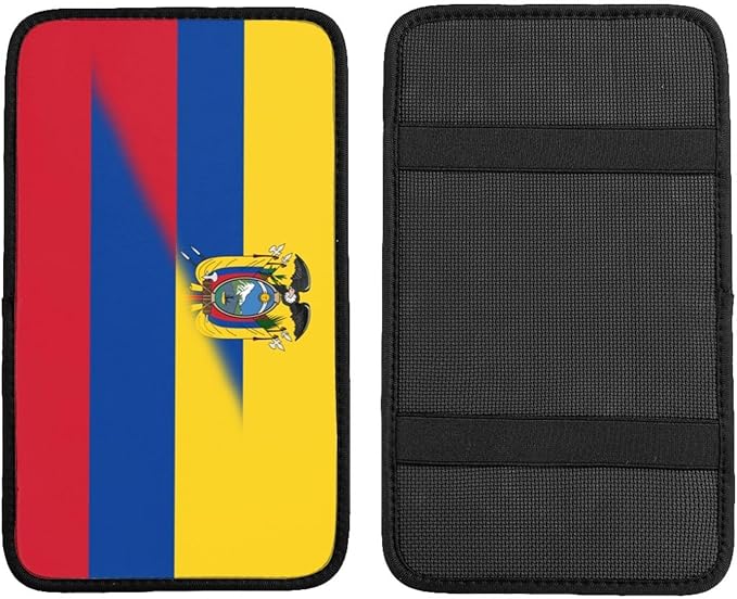 Colombia Colombian Ecuador Ecuadoran Flag Auto Center Console Armrest Cover Car Handrail Box Cushion Pad Mat Universal Fit Most Vehicle Sedan Truck SUV Soft Comfort Decor Accessories