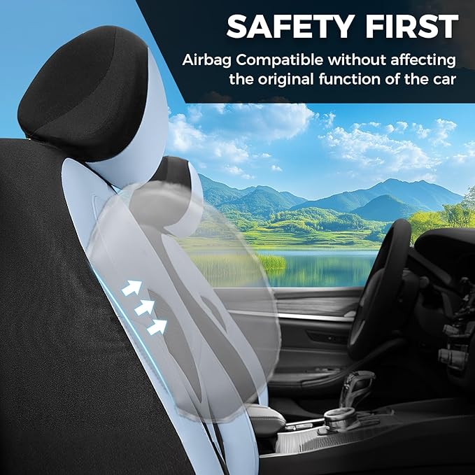 FLORICH Car Seat Covers Front Seat, Universal Seat Cover 2 Seats, Automotive Seat Covers with Mesh Leather, Waterproof Car Seat Protector, Breathable Car Seat Cushion for Most Car SUV Truck Blue