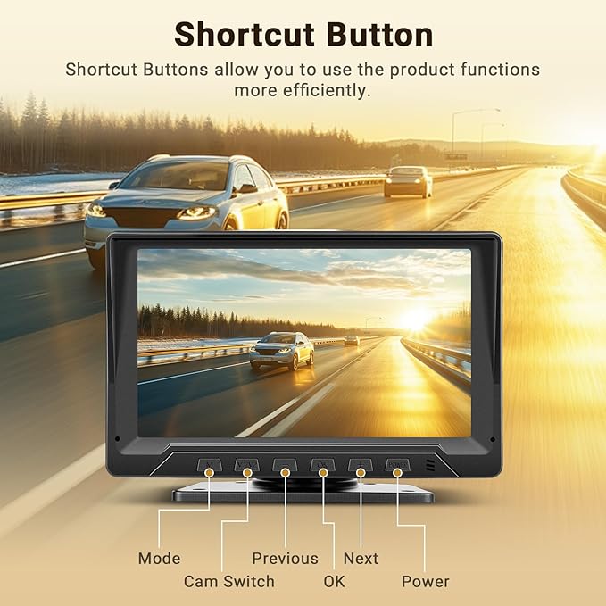 Hikity 7" Backup Camera Waterproof with Radar Detection/Night Vision/Reversing Guidelines, Front/Rear View Monitor Kit for US All Car Models - 12V Lighter Power, 170° Wide-Angle Lens