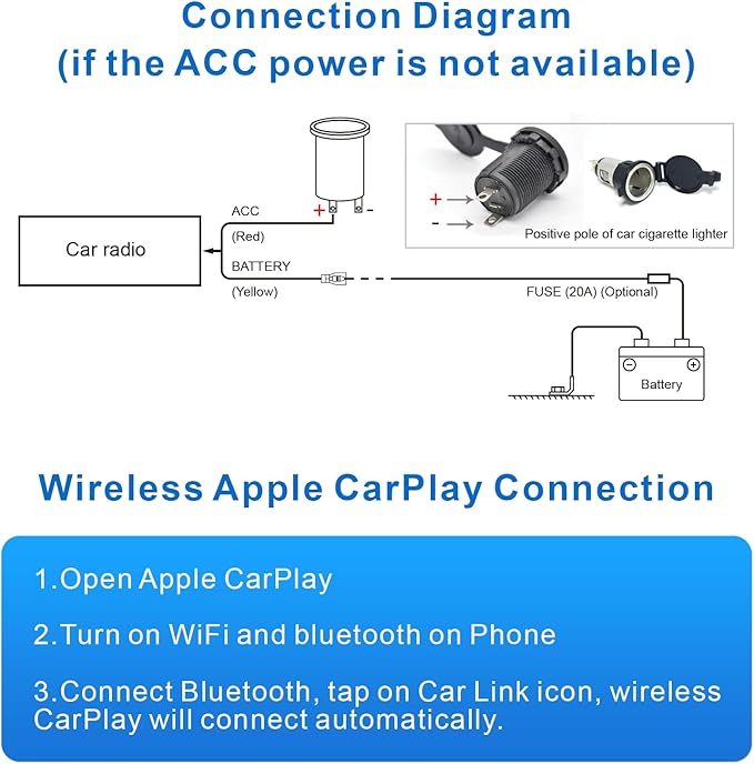 Double Din Car Stereo Radio Wireless CarPlay Wireless Android Auto, 7in Touchscreen Car Audio Receiver with Bluetooth,Rearview Camera,AM/FM, GPS Navigation,Mirror Link,Subwoofer,USB/AUX/SWC