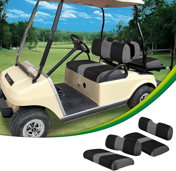 Universal Club Car DS Golf Cart Seat Covers Dress UP Older Golf Cart, Durable Breathable Material Front and Back Seat Cover Fit for ds, Club Car DS Seat Covers Front and Back, Black