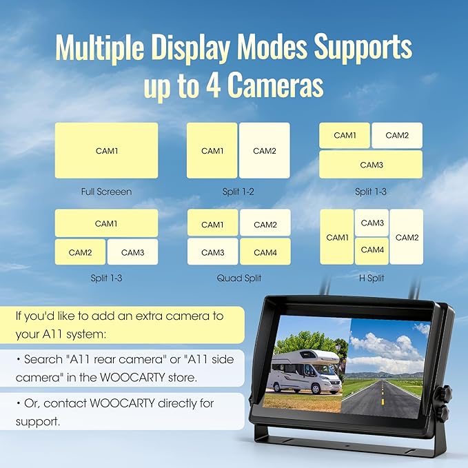 Wireless RV Backup Camera System 7" 1080P Touch Screen & 3 Cameras, Compatible with Furrion Pre-Wired Plug, DVR Monitor & Waterproof Night Vision Rear Side View Camera for Trailer Truck, A13