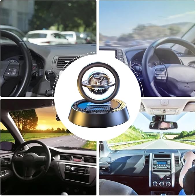 Luxury Solar Aromatherapy Car Air Freshener | Stylish Dashboard Rotating Perfume Diffuser | Plastic Solar-Powered Autorotation Decoration for Car Interior | Eco-Friendly Fragrance Diffuser