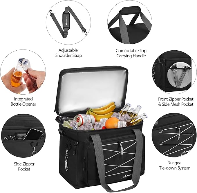 Maelstrom Portable Collapsible Soft Cooler Bag – 24/30/60 Cans Double-Deck Leakproof Ice Chest for Beach, Camping & Grocery