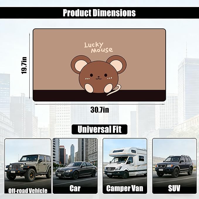 Magnetic Car Window Shade for Baby,Blackout Car Window Curtain,Car Shades for Side Windows,Sun Shade for Car Window Baby,Cartoon Pattern Car Window Covers,UV Protection & Heat Blocking (Lucky Mouse)