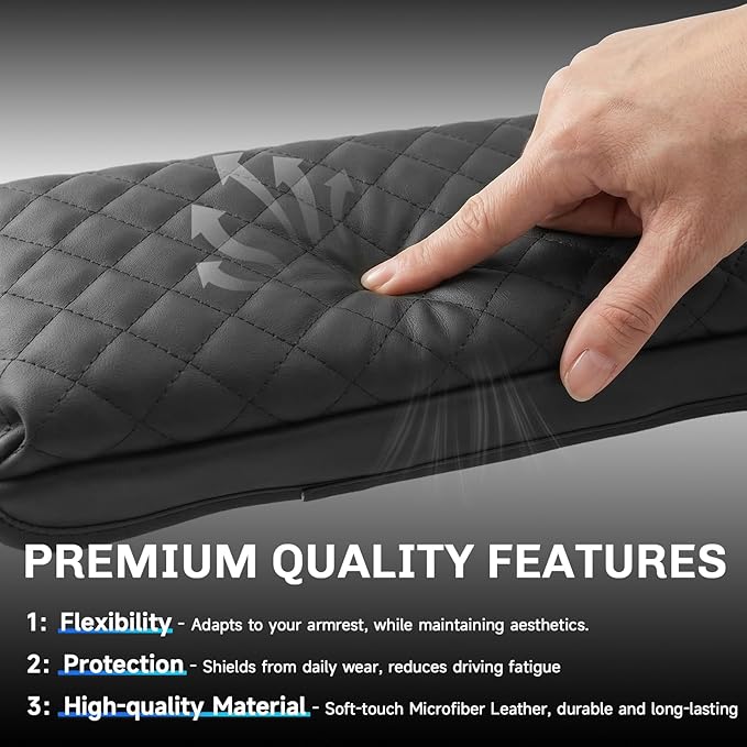 SXCY for 2025 2026 Toyota Prius Armrest Cover Pad for 2023-2026 Toyota Prius Accessories 2023 2024 2025 2026 Prius Center Console Cover w/Soft Cotton Cushion (Added-Pad w/Side Pockets)