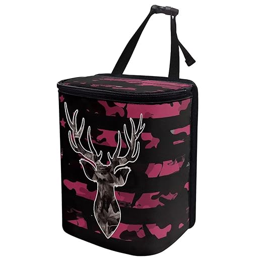 Pink Camo Deer Car Trash Can Auto Garbage Bag with Lid Leak-Proof Car Storage Bag Garbage Bag Hanging for Headrest Portable Vehicle Backseat Organizer