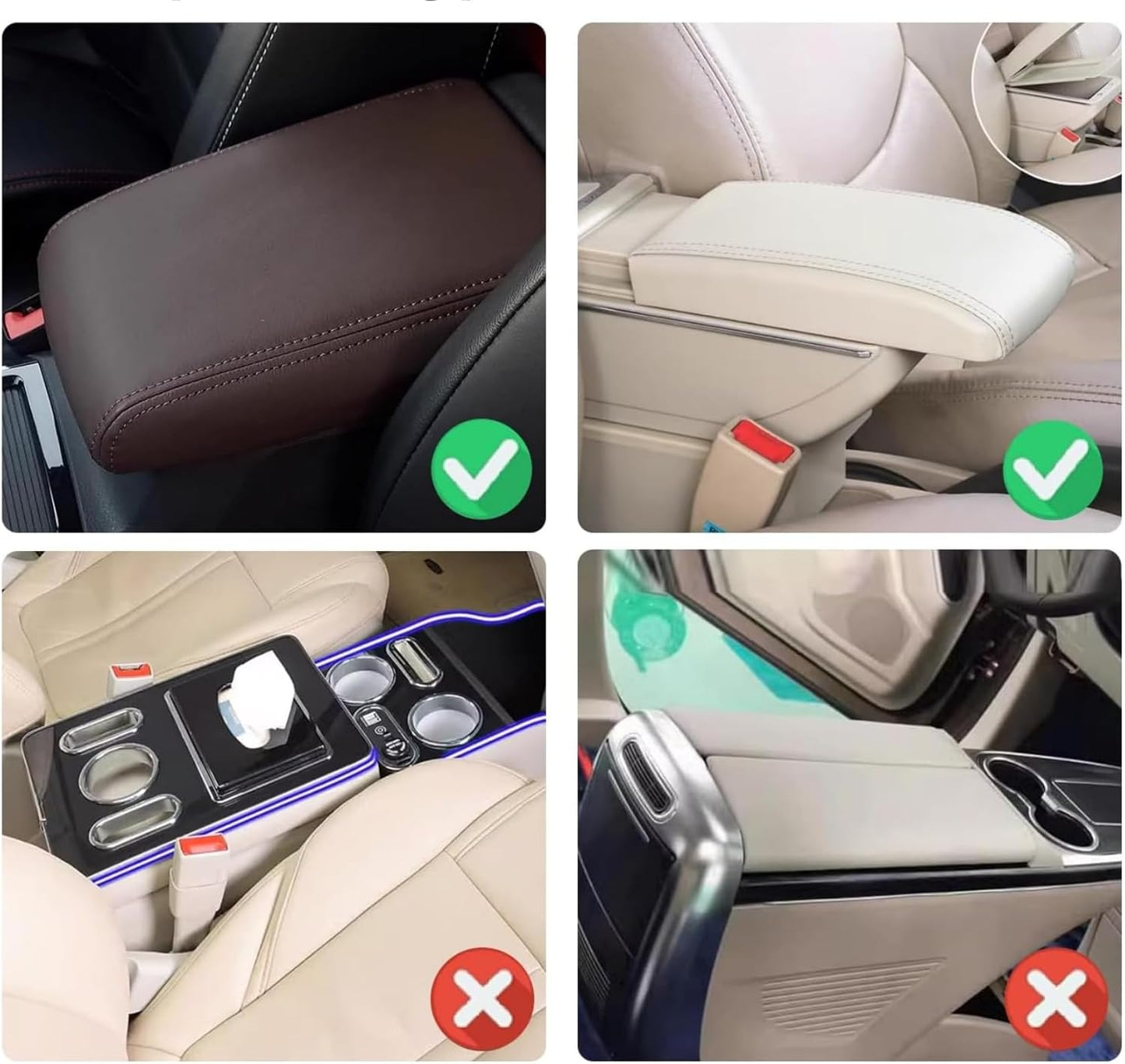 Arm Rest Cover for Car with 2 Storage Bags, Central Console Cover Armrest Pad, Suede Leather, Auto Interior Accessories for Most Vehicles, All-Season Comfort, Gray