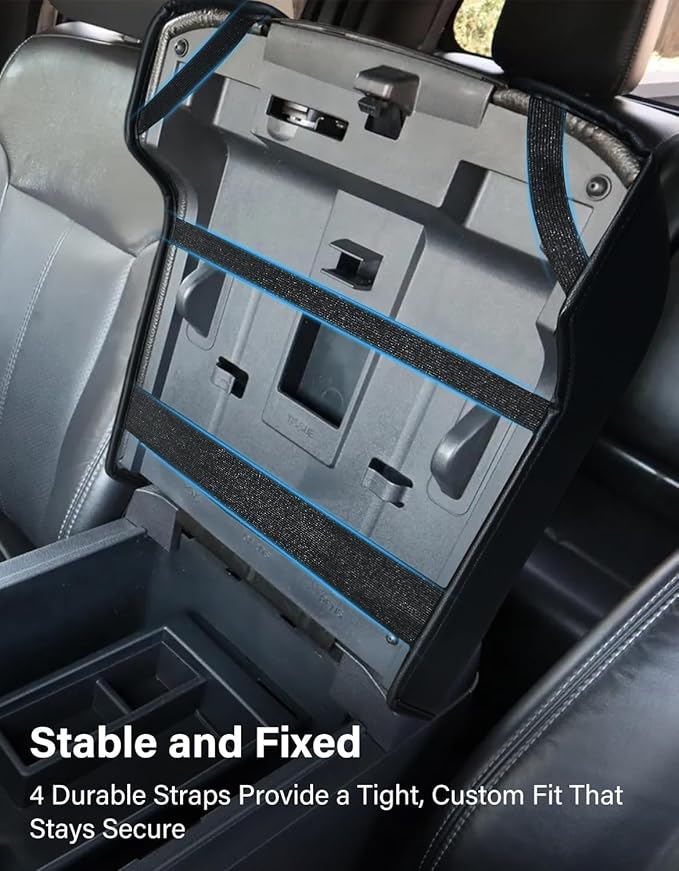 Center Console Cover for 2011-2016 Ford F250 F350 F450 F550 Super Duty Accessories, PU Leather Armrest Cushion Pad Protector, Anti-Scratch, Black (Fits Bucket Seat Console Only)