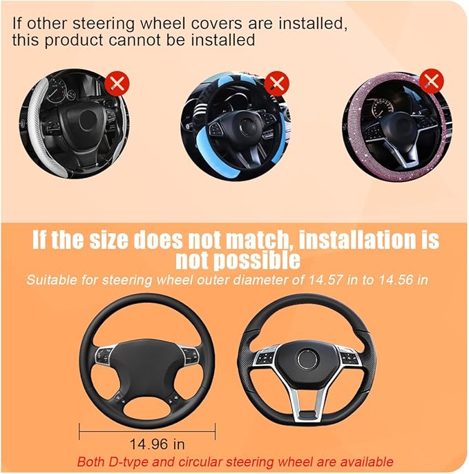 Car Steering Wheel Cover, Ice Silk Elastic Anti Slip Vehicle Protector, Breathable Easy Carry Automotive Interior Protective Wrap Accessories, Universal for SUV, Sedan, Truck (Dark Blue)