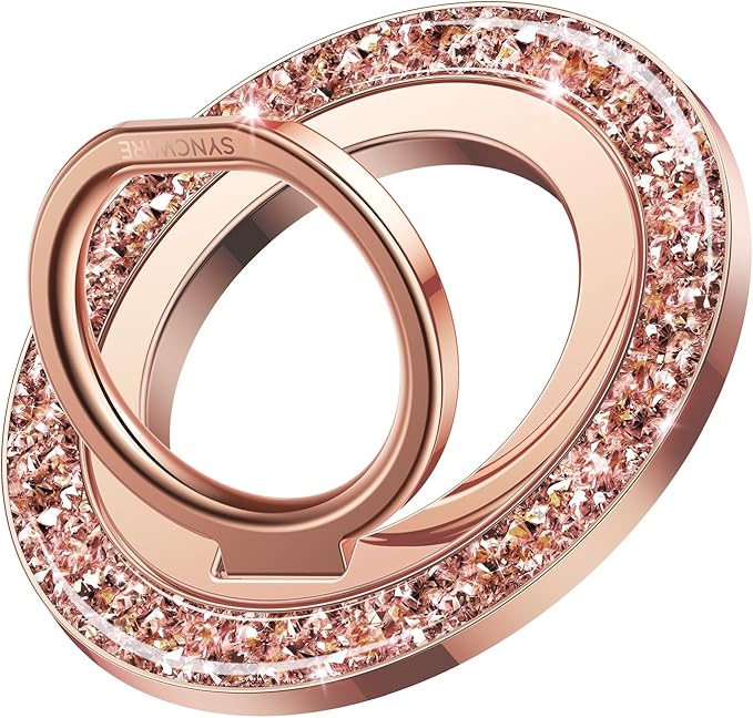 SYNCWIRE Magnetic Phone Ring Holder for MagSafe - Glitter Phone Grip Stand with 360° Rotation Finger Ring Kickstand Blingbling Compatible with iPhone 17 16 15 14 13 12 Pro Max MagSafe Accessories