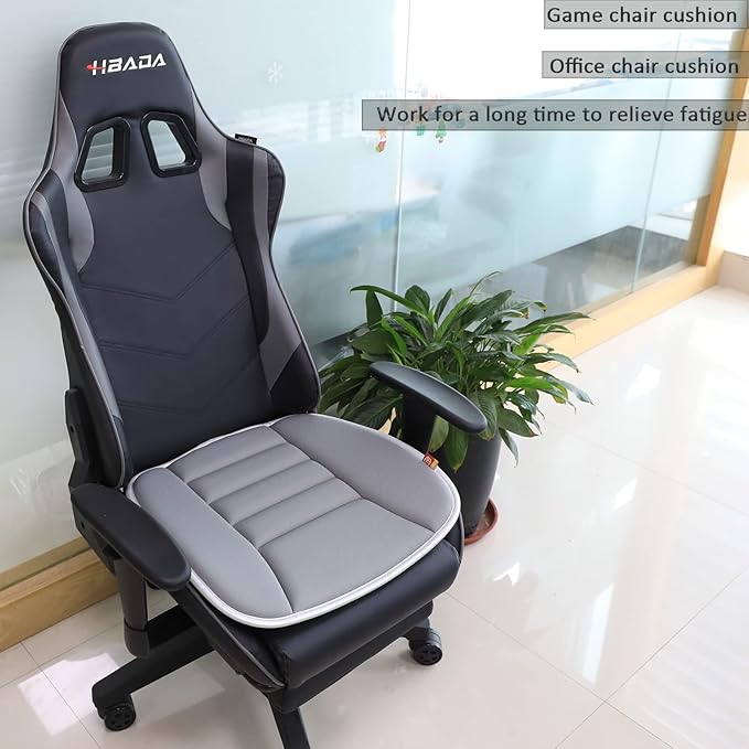 Car Seat Cushion Pad for Driving, Chair Cushion for Office/Truck with Memory Foam, Seat Cushion Comfortable and Durable, Gray