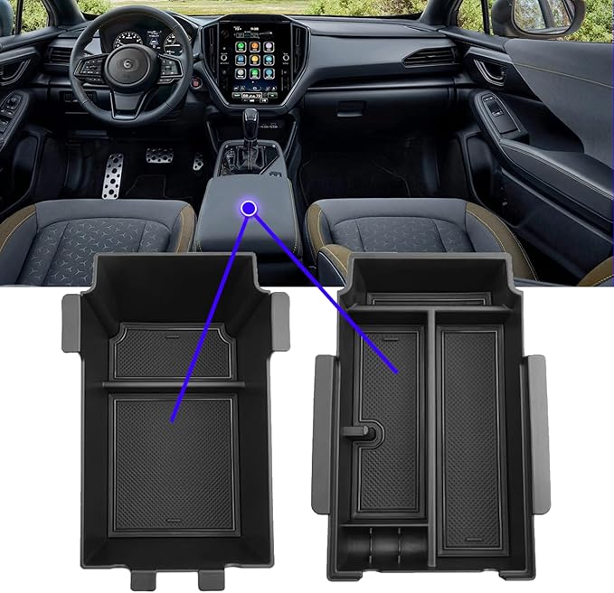 2024 2025 2026 Crosstrek Center Console Organizer Tray for 2024 2025 2026 Subaru Crosstrek Hybrid 2024 Impreza Center Armrest Storage Box for Crosstrek 2024 Accessories Storage Box Double Layer