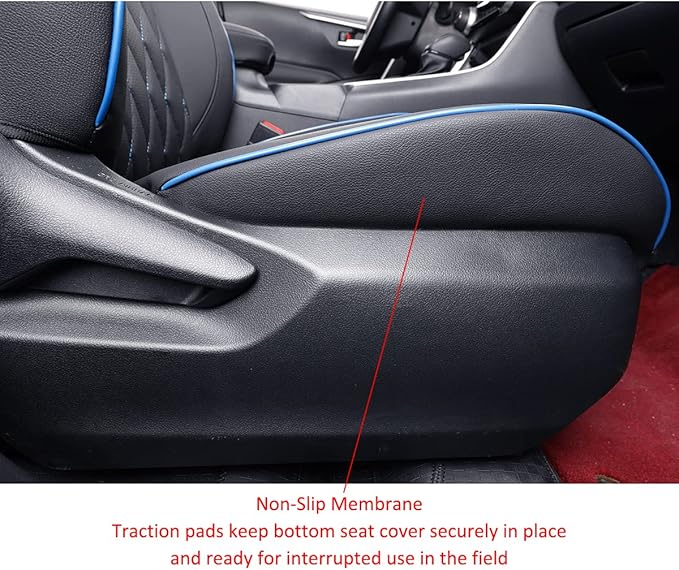 EKR Rav4 Seat Covers Custom Fit for Toyota Rav4 (Hybrid) Woodland/Limited 2026, Leather Car Seat Cover Full Set for SUV,Faux Leather(Black with Blue Piping)